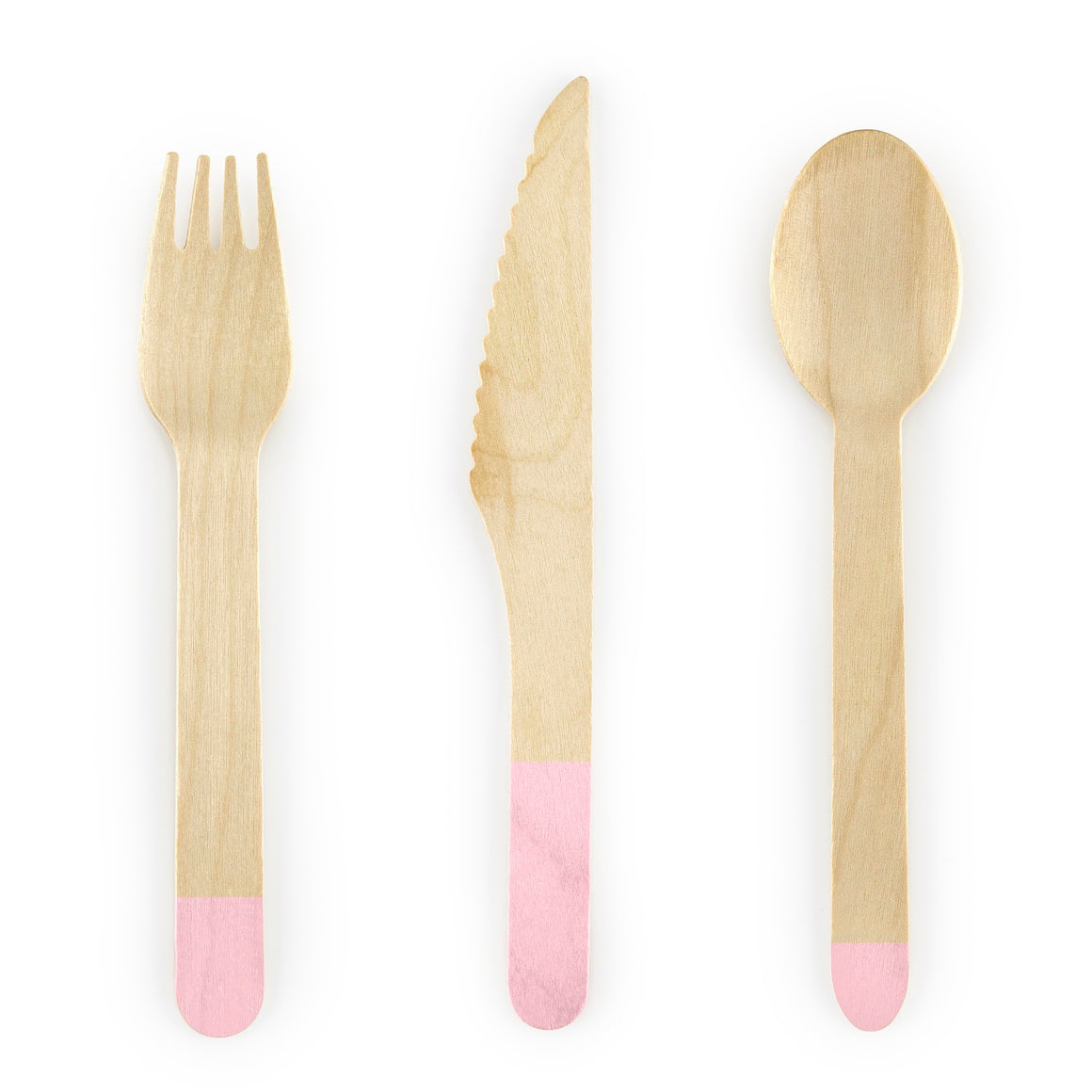 WOODEN CUTLERY SET - LIGHT PINK (for 6)