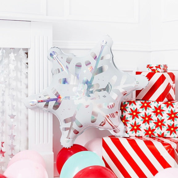 BALLOONS - SNOWFLAKE WHITE HOLOGRAPHIC