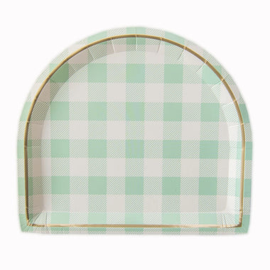 PLATES LARGE - GREEN MINT GINGHAM ARCH