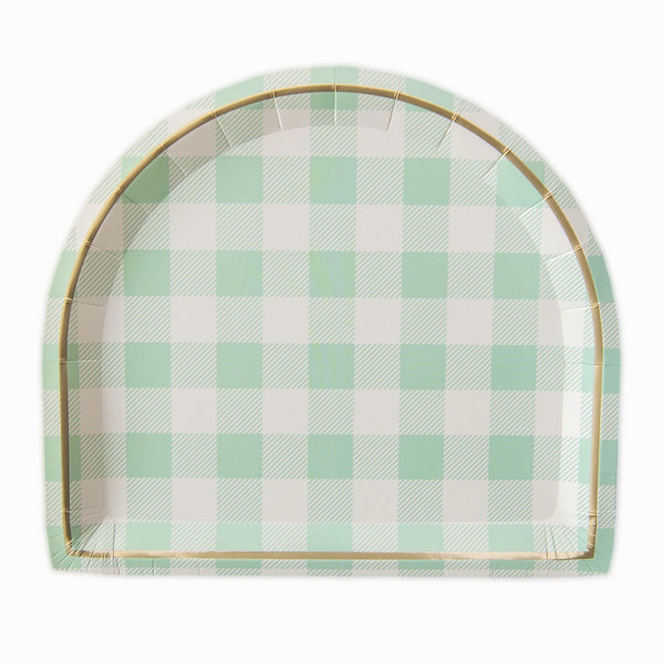 PLATES LARGE - GREEN MINT GINGHAM ARCH