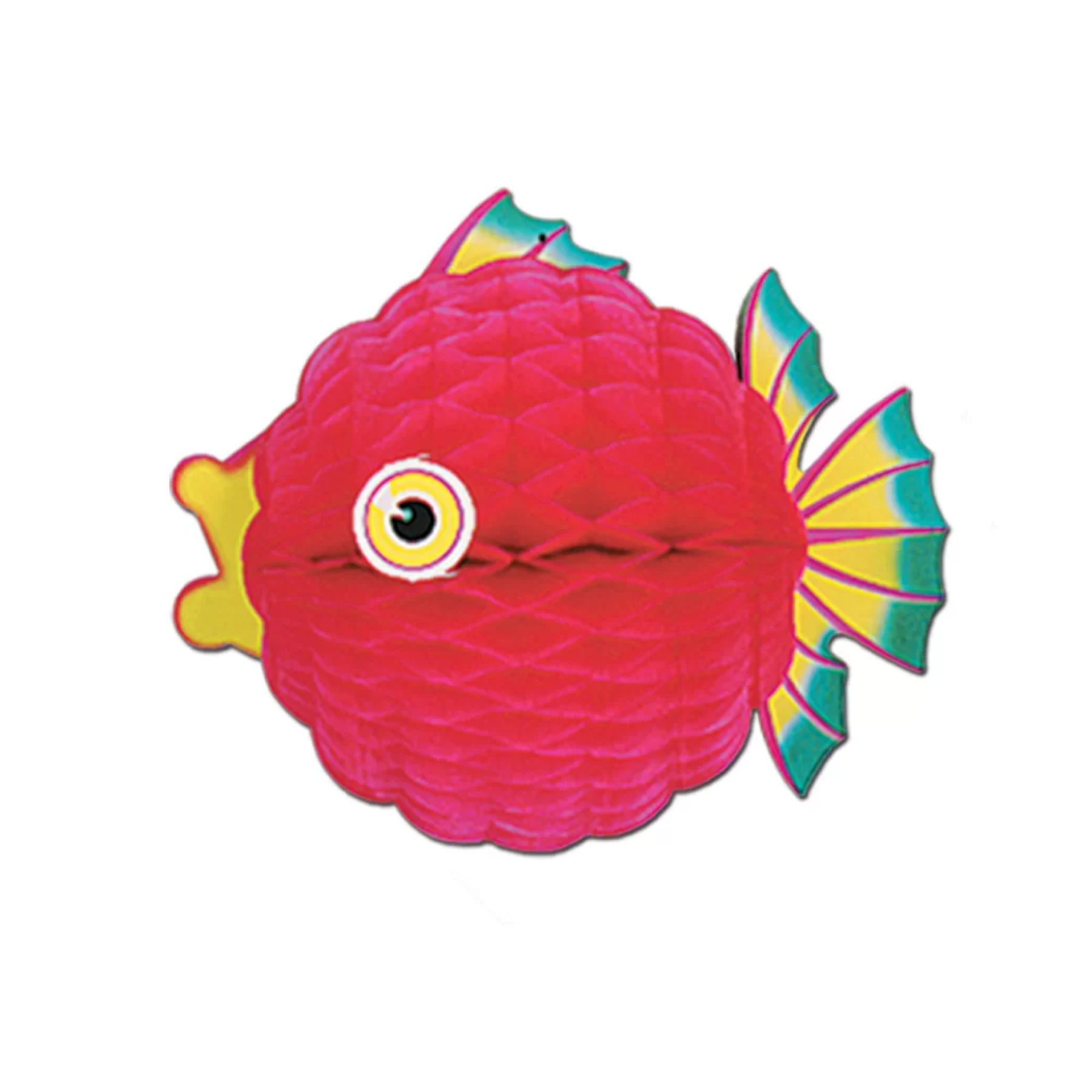 Fish Pinata, Blue, Pink, and Silver Foil, Ocean Party Decorations