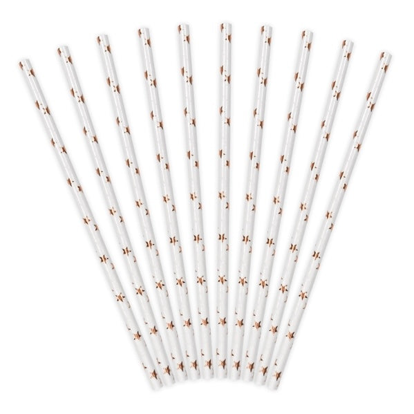 STRAWS - STARS ROSE GOLD (10 pack)