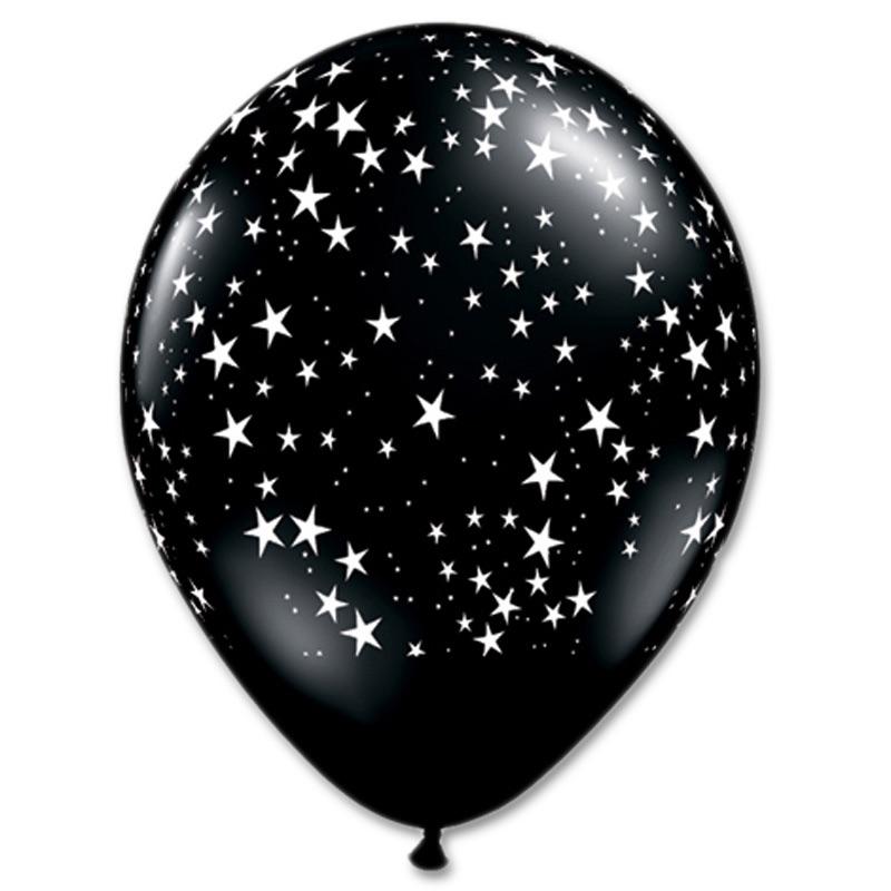 BALLOON BAR - STARS WHITE ON BLACK, Balloons, QUALATEX - Bon + Co. Party Studio