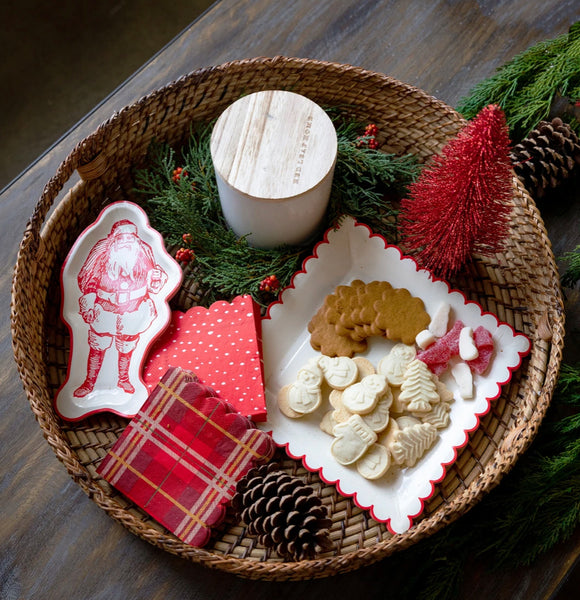 NAPKINS SMALL - CHRISTMAS BELIEVE PLAID SCALLOP