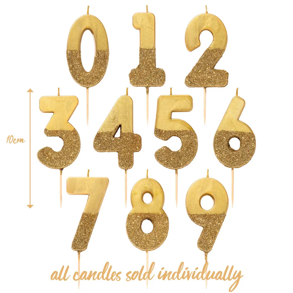 CANDLES - NUMBER CANDLE GOLD GLITTER
