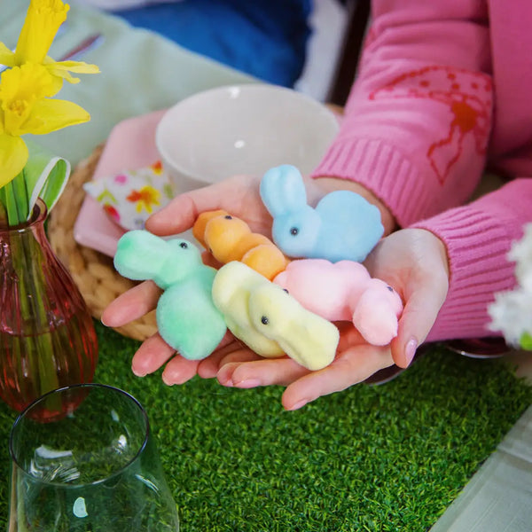 FLOCKED BUNNY - SMALL RAINBOW PASTEL SET
