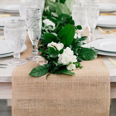 TABLERUNNER - RUSTIC BURLAP FABRIC LONG