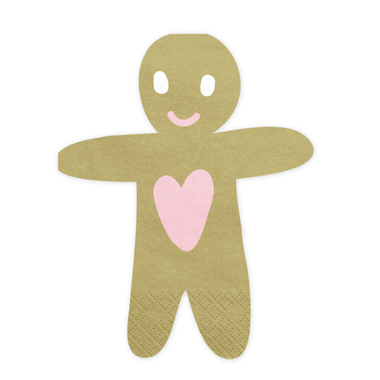 NAPKINS SMALL - CHRISTMAS GINGERBREAD MAN HEART
