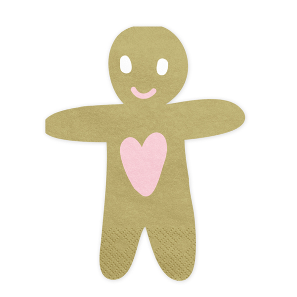 NAPKINS SMALL - CHRISTMAS GINGERBREAD MAN HEART