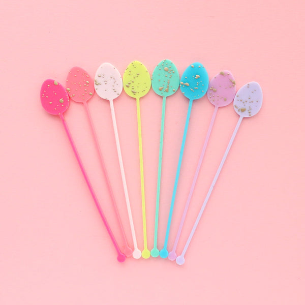 ACRYLIC DRINK STIR STICKS - RAINBOW SPECKLED EGGS