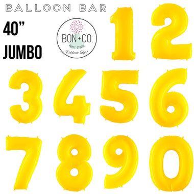 BALLOON BAR - 40" JUMBO NUMBER BRIGHT YELLOW, Balloons, bargain balloons - Bon + Co. Party Studio