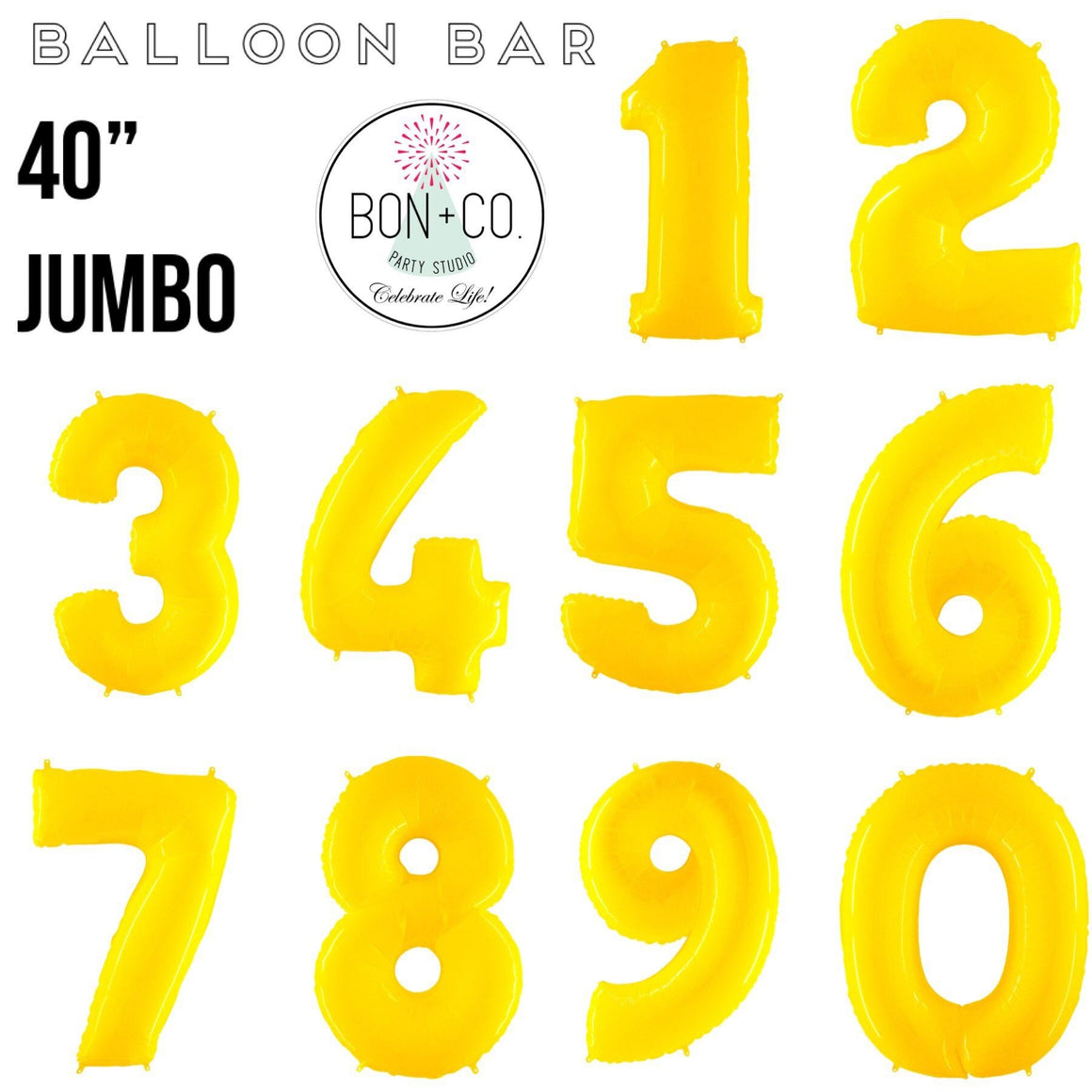 BALLOON BAR - 40" JUMBO NUMBER BRIGHT YELLOW, Balloons, bargain balloons - Bon + Co. Party Studio