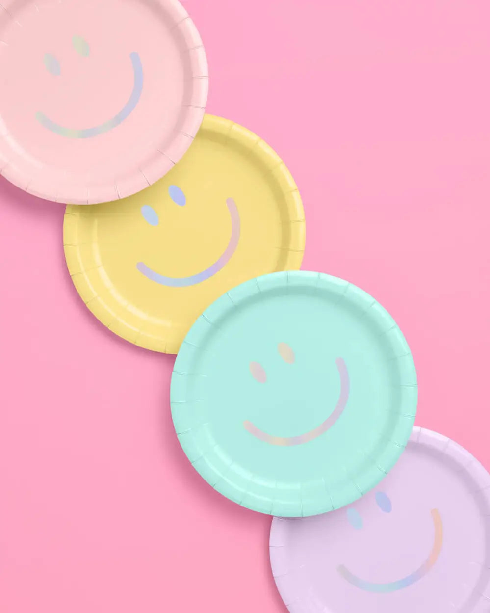 PLATES - GROOVY PASTEL SMILEY FACE (Pack of 24)