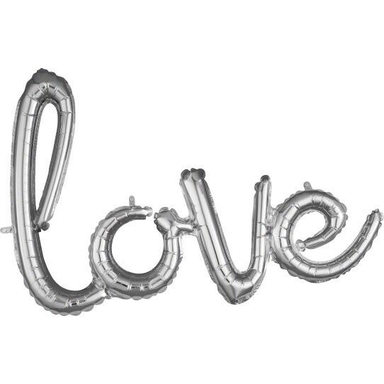 BALLOONS - SCRIPT LOVE SILVER, Balloons, BETALLIC - Bon + Co. Party Studio