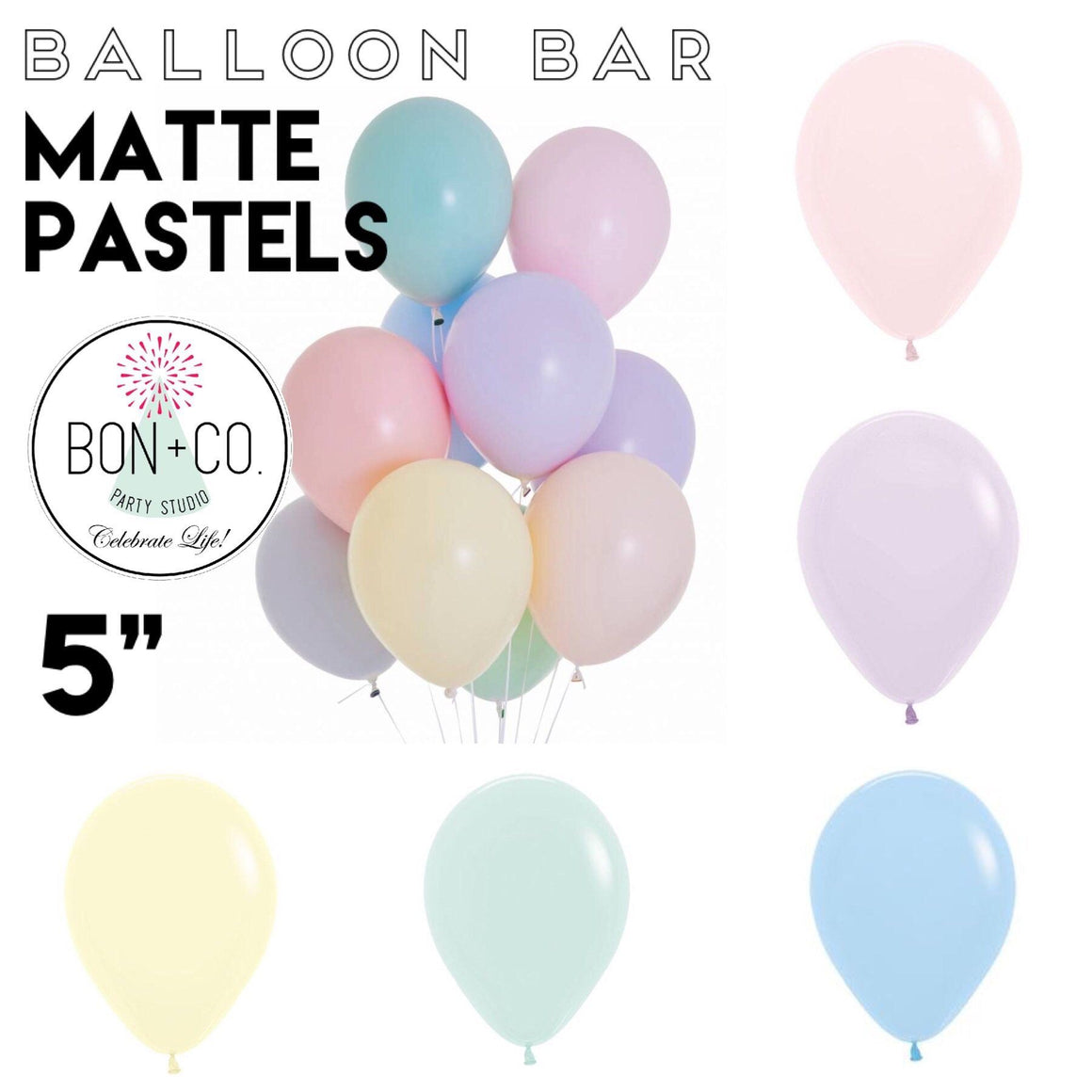 BALLOON BAR - MATTE PASTELS 5”, Balloons, Sempertex - Bon + Co. Party Studio