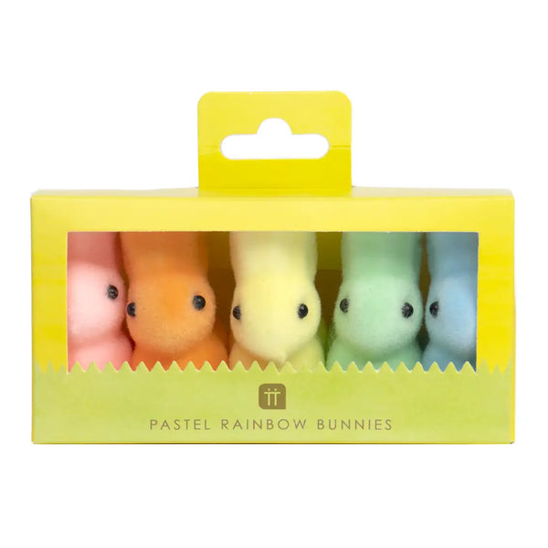 FLOCKED BUNNY - SMALL RAINBOW PASTEL SET