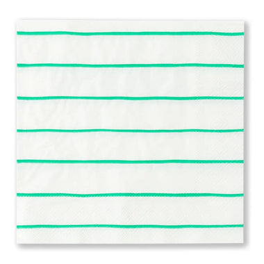 NAPKINS LARGE - GREEN FRENCHIE STRIPES CLOVER