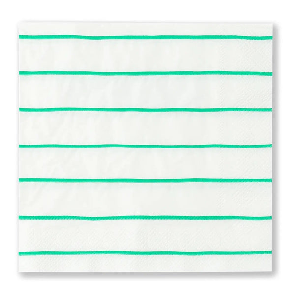 NAPKINS LARGE - GREEN FRENCHIE STRIPES CLOVER
