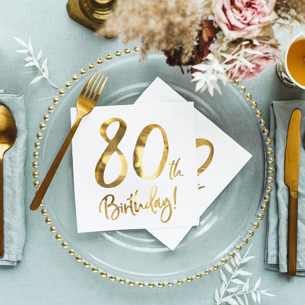NAPKINS LARGE - MILESTONE 80TH BIRTHDAY GOLD