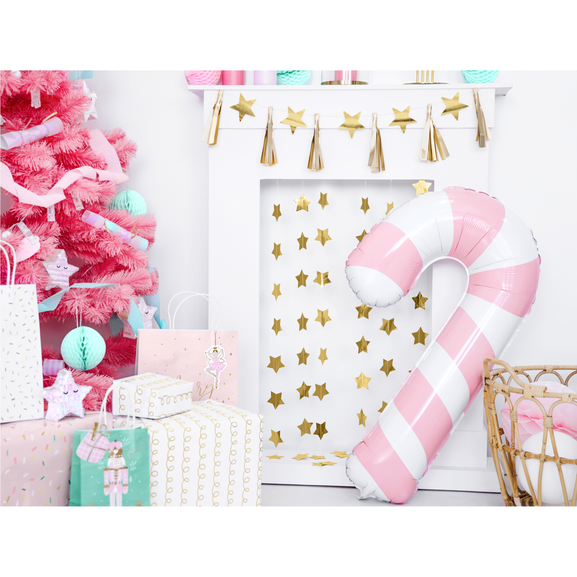 BALLOONS - CHRISTMAS CANDY CANE PINK