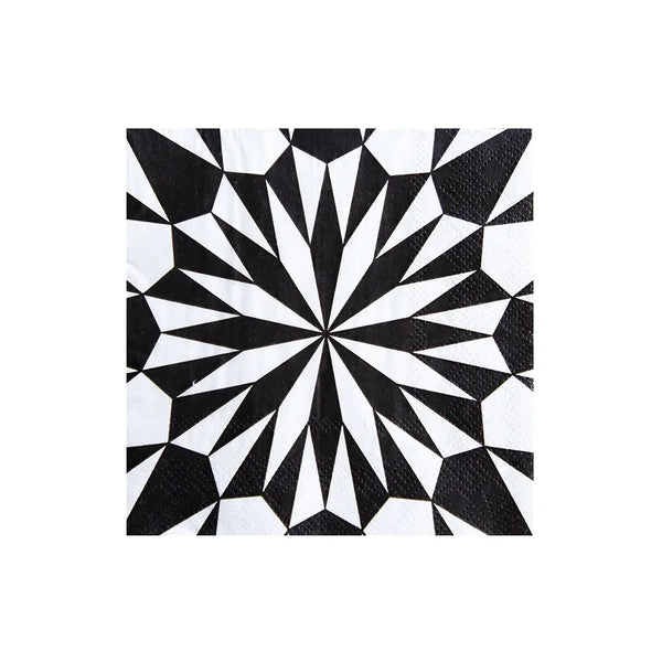 NAPKINS SMALL - BLACK AND WHITE KALEIDOSCOPE