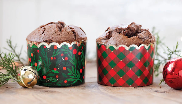 FOOD CUPS JUMBO - CHRISTMAS HOLLY (PACK OF 40)
