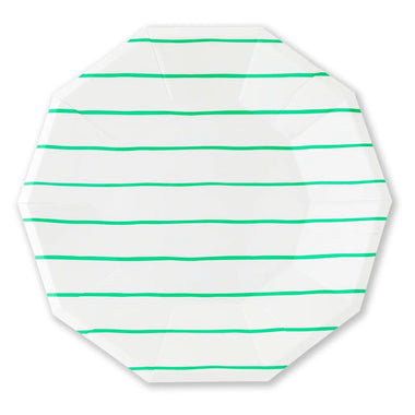 PLATES LARGE - GREEN FRENCHIE STRIPES CLOVER