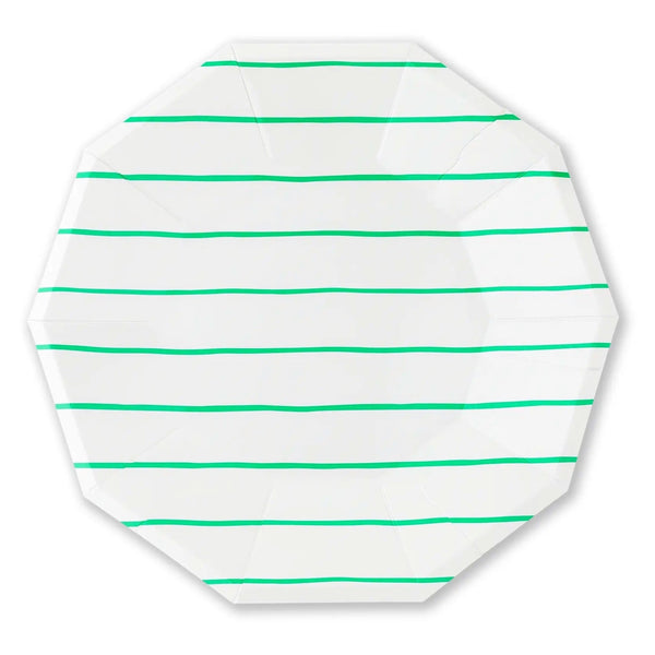 PLATES LARGE - GREEN FRENCHIE STRIPES CLOVER