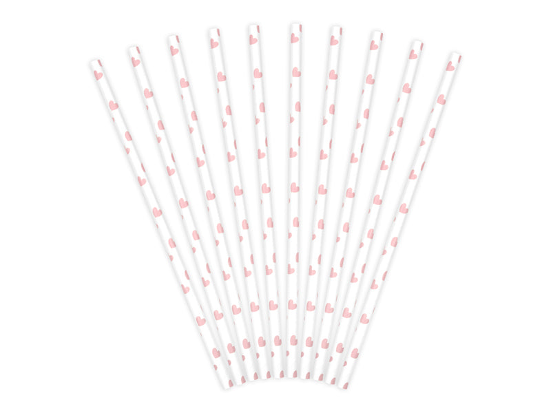 STRAWS - PINK HEARTS (10 pack)