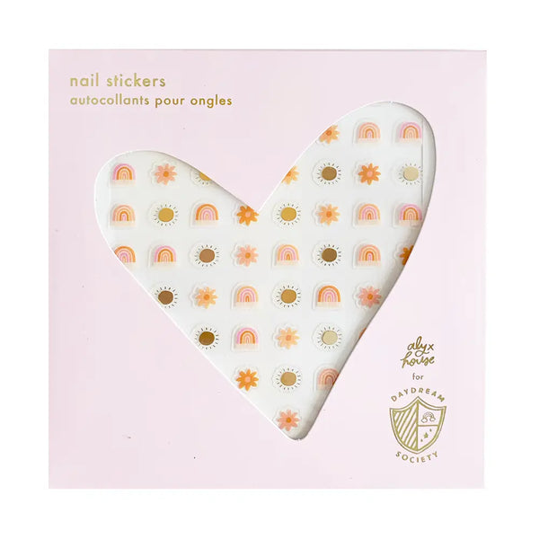 NAIL STICKERS - GROOVY PEACE & LOVE BOHO RAINBOWS