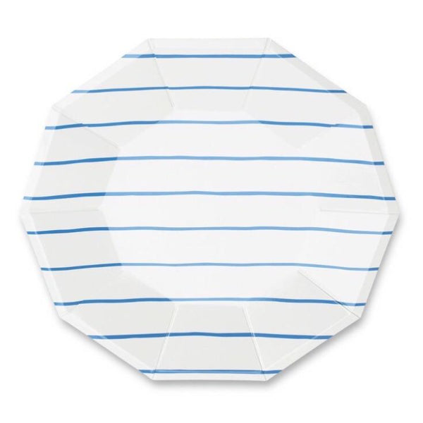 PLATES - LARGE DAYDREAM SOCIETY FRENCHIE STRIPES COBALT, PLATES, Daydream Society - Bon + Co. Party Studio