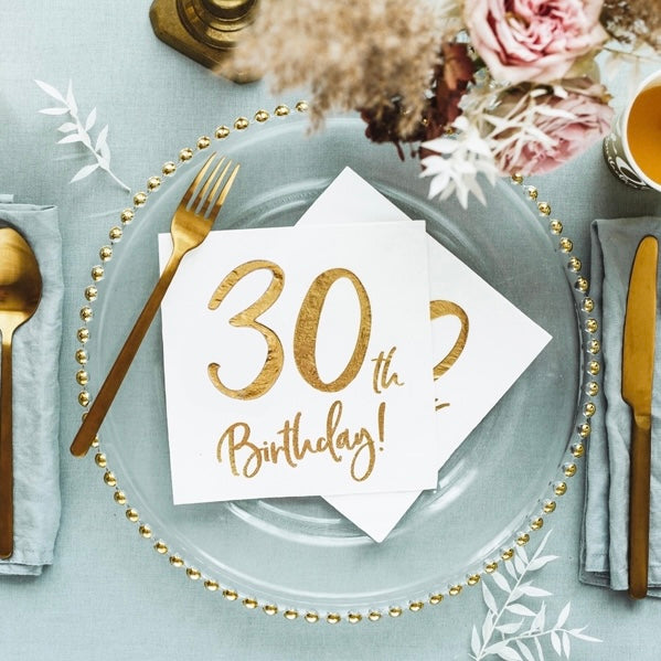 NAPKINS LARGE - MILESTONE 30TH BIRTHDAY GOLD