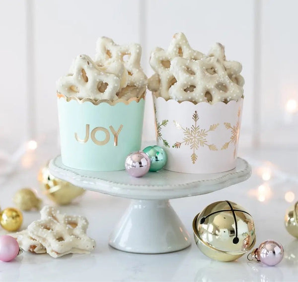 FOOD CUPS - CHRISTMAS PINK + MINT GLAM JOY (PACK OF 50)