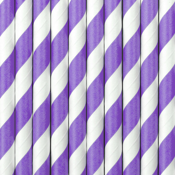 STRAWS - STRIPEY LAVENDER (10 pack)