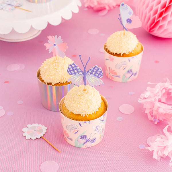CUPCAKE KIT - FLUTTER BUTTERFLY (Set of 24 cups & toppers)