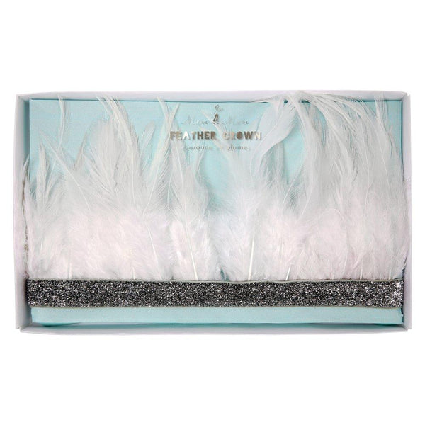 PARTY CROWNS + TIARAS - FEATHER WHITE MERI MERI