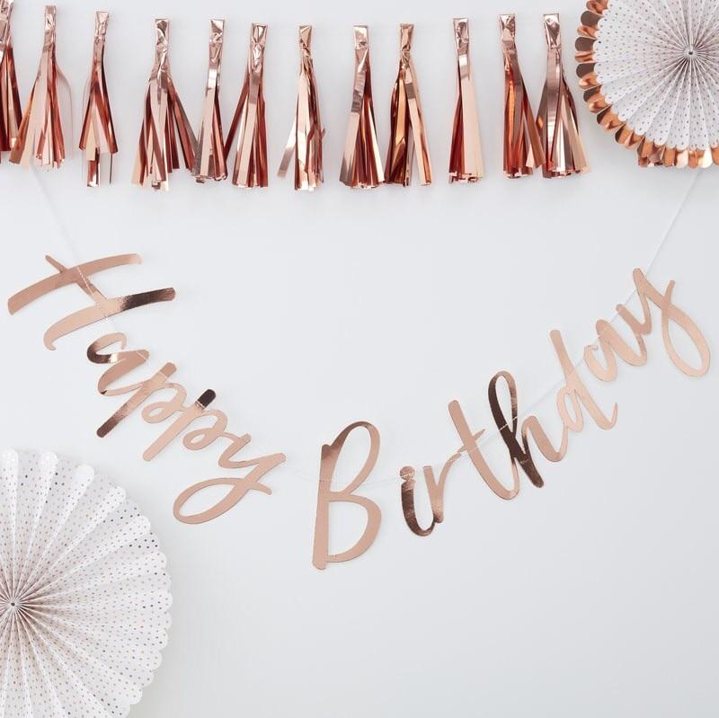 WORD GARLAND - HAPPY BIRTHDAY ROSE GOLD, Word Mix Garlands, GINGER RAY - Bon + Co. Party Studio