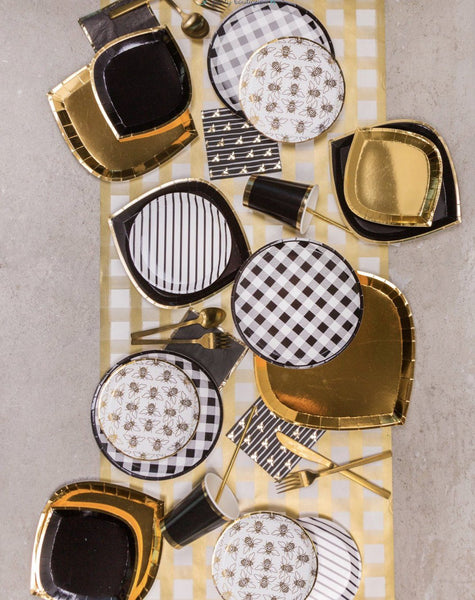 PLATES - LARGE HEY BAE-BEE BLACK GINGHAM, PLATES, Jollity & Co - Bon + Co. Party Studio