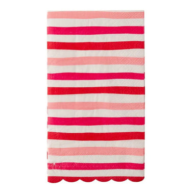 NAPKINS DINNER - RED + PINK STRIPE SCALLOPED