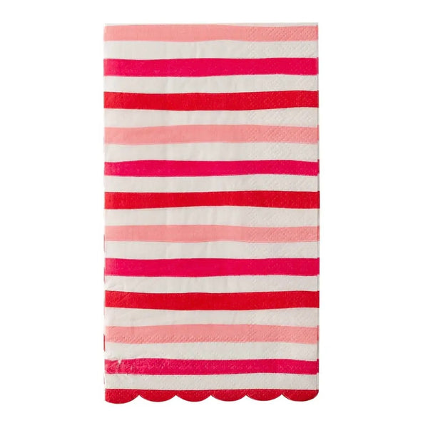 NAPKINS DINNER - RED + PINK STRIPE SCALLOPED
