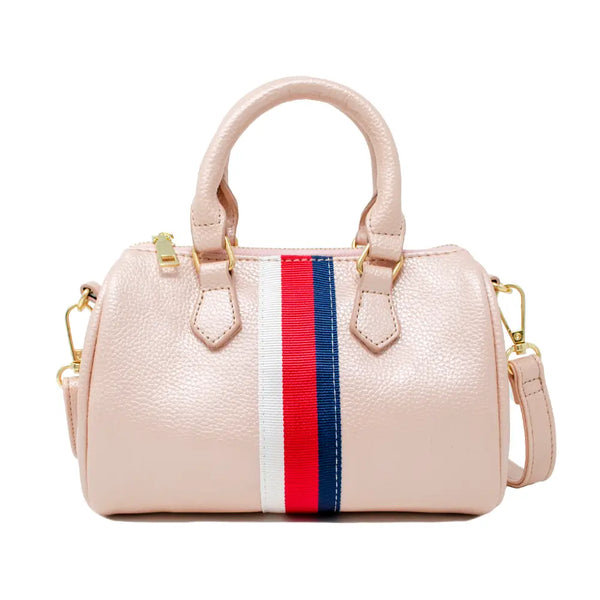 DUFFLE BAG - STRIPED LEATHER BLUSH
