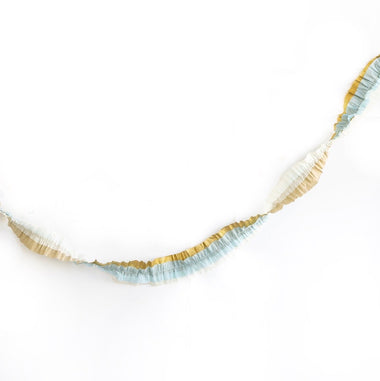 PAPER FESTOONING - BLUE GOLD CREAM CREPE STITCHED