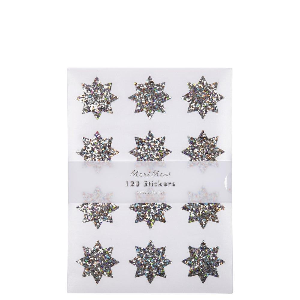 STICKERS - SILVER GLITTER STAR (10 SHEETS)