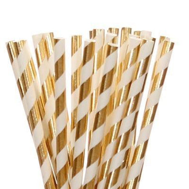 STRAWS - STRIPEY GOLD FOIL, STRAWS, BON + CO - Bon + Co. Party Studio