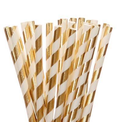 STRAWS - STRIPEY GOLD FOIL, STRAWS, BON + CO - Bon + Co. Party Studio