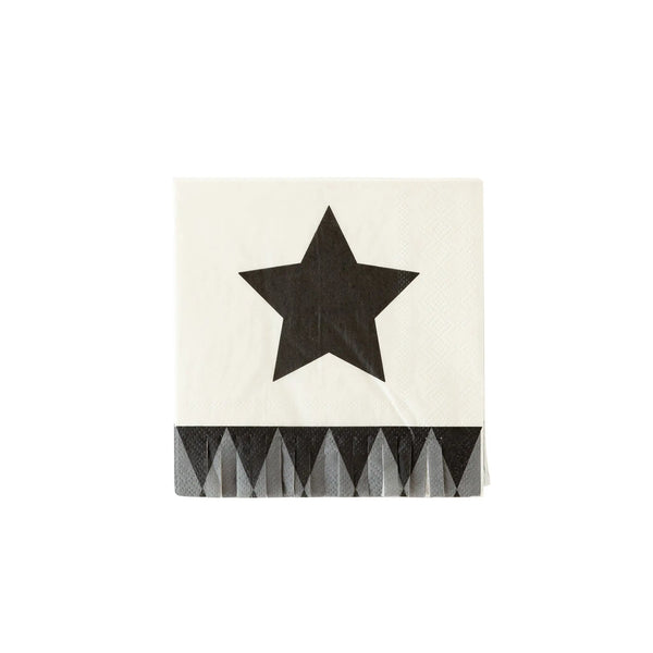 NAPKINS SMALL - BLACK VINTAGE HALLOWEEN STAR FRINGE