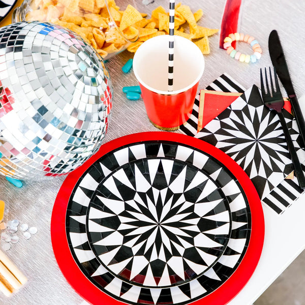 NAPKINS SMALL - BLACK AND WHITE KALEIDOSCOPE