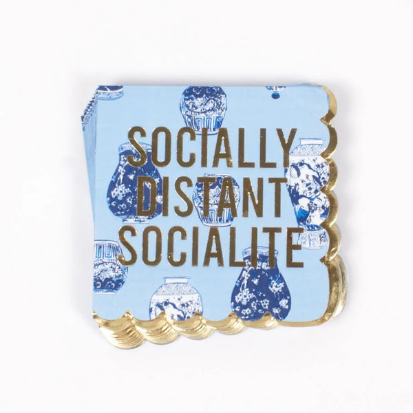 NAPKINS SMALL - WITTY BLUE SOCIALLY DISTANT SOCIALITE