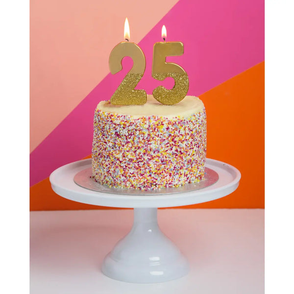 CANDLES - NUMBER CANDLE GOLD GLITTER