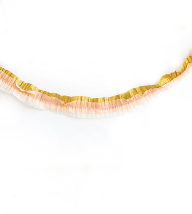 PAPER FESTOONING - PINK GOLD CREAM CREPE STITCHED